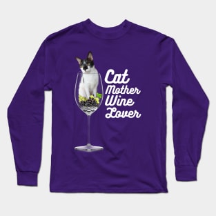 Cat Lover, Wine Mother Long Sleeve T-Shirt